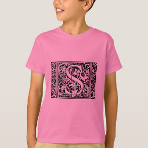 Letter S mittelalterliches Monogramm Art Nouveau T-Shirt
