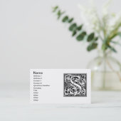 Letter S mittelalterliches Monogramm Art Nouveau Visitenkarte (Stehend Vorderseite)