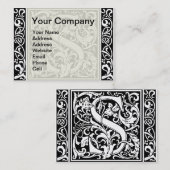 Letter S mittelalterliches Monogramm Art Nouveau Visitenkarte (Vorne/Hinten)