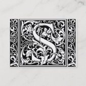 Letter S mittelalterliches Monogramm Art Nouveau Visitenkarte (Rückseite)