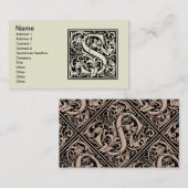Letter S mittelalterliches Monogramm Art Nouveau Visitenkarte (Vorne/Hinten)