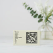 Letter S mittelalterliches Monogramm Art Nouveau Visitenkarte (Stehend Vorderseite)
