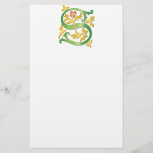 Letter S Monogram-Lilie Briefpapier (Vorderseite)