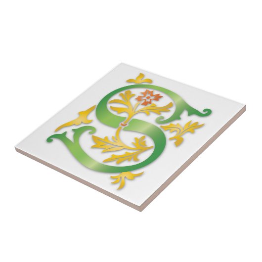 Letter S Monogram-Lilie Fliese (Seite)