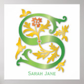 Letter S Monogram-Lilie Poster (Vorne)