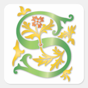 Letter S Monogram-Lilie Quadratischer Aufkleber