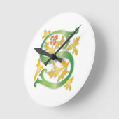 Letter S Monogram-Lilie Runde Wanduhr (Winkel)