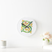 Letter S Monogram-Lilie Runde Wanduhr (Zuhause)