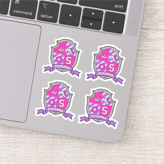 Letter S Monogramm individuelle Name Einhornabschi Aufkleber (Detail)