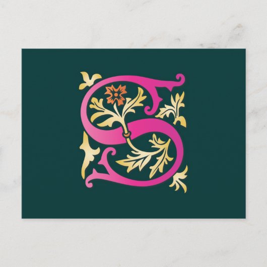 Letter S Monogramm Postkarte (Vorderseite)