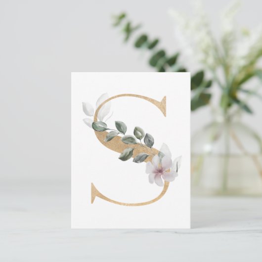 Letter S Monogramm Postkarte (Stehend Vorderseite)