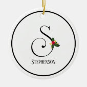 Letter S Monogramm und Name Weihnachten Keramik Ornament (Vorne)