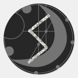 Letter S Rune Rune Monogram Geometric Moon Black Runder Aufkleber