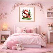 Letter S Seasonal Fairy Poster Cherry Blossom Art