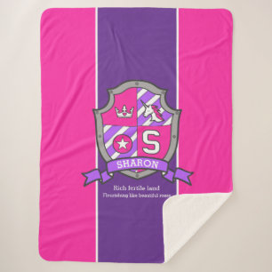 Letter S Sharon Name bedeutet rosa lila Einhorn Sherpadecke
