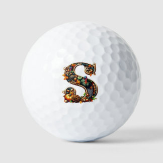 Letter S Thanksgiving turkey style gift Golfball