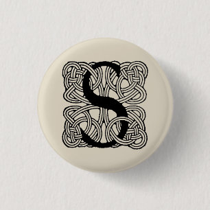 Letter S Vintag Celtic Knot Monogram Button