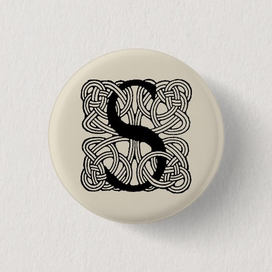 Letter S Vintag Celtic Knot Monogram Button (Vorderseite)