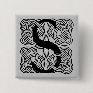 Letter S Vintag Celtic Knot Monogram Button