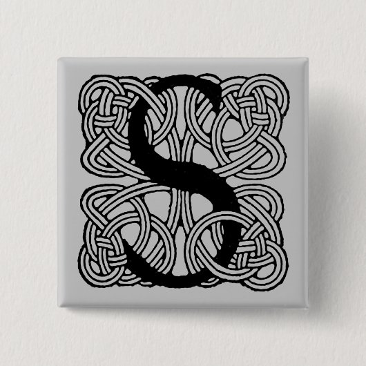 Letter S Vintag Celtic Knot Monogram Button (Vorderseite)