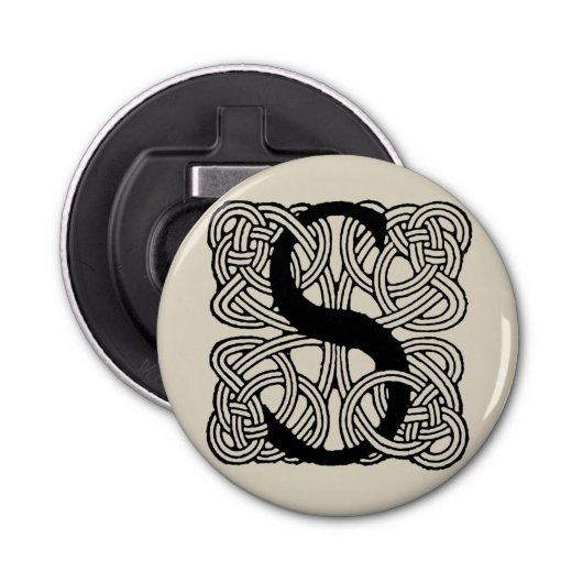 Letter S Vintag Celtic Knot Monogram Flaschenöffner (Vorderseite)