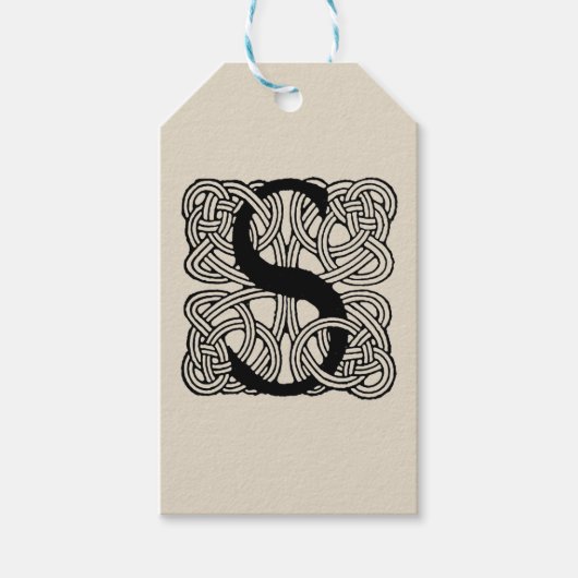 Letter S Vintag Celtic Knot Monogram Geschenkanhänger (Vorderseite)