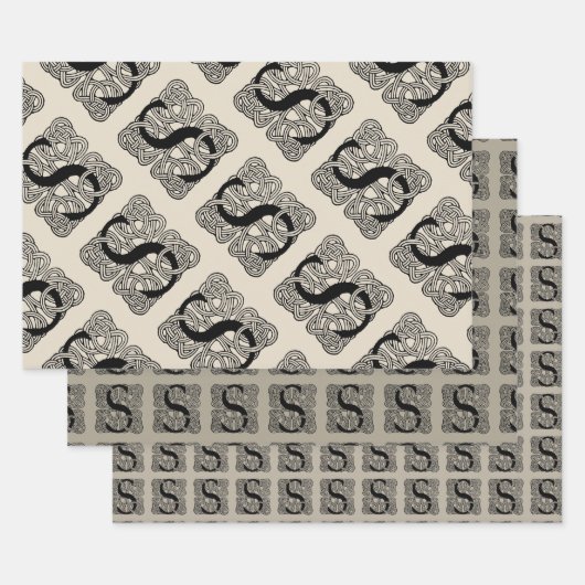 Letter S Vintag Celtic Knot Monogram Geschenkpapier Set (Set)