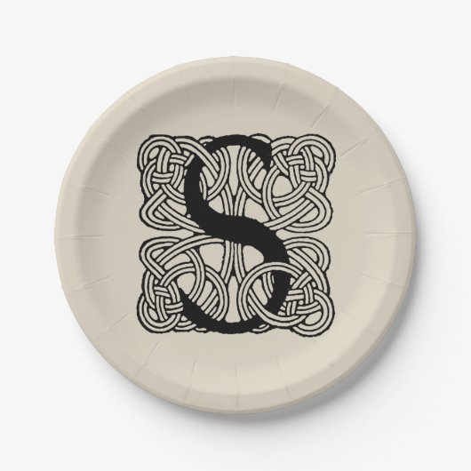 Letter S Vintag Celtic Knot Monogram Pappteller (Vorderseite)