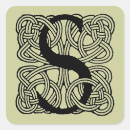 Letter S Vintag Celtic Knot Monogram Quadratischer Aufkleber