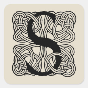 Letter S Vintag Celtic Knot Monogram Quadratischer Aufkleber