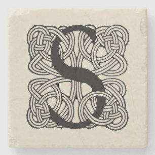 Letter S Vintag Celtic Knot Monogram Steinuntersetzer