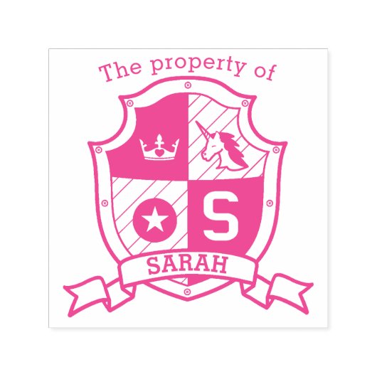 Letter S Wappen individuelle Name Einhorn Kinderbi Permastempel (Design)