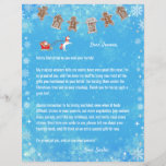 Letter Santa Unicorn Snowflakes Reindeer Blue Xmas<br><div class="desc">Personalisierter Brief vom Weihnachtsmann auf blauem Hintergrund, mit einem niedlichen Einhorn, der den Schlitten des Weihnachtsmannes zieht, und einem hellen, modernen Sprinkle aus weißen und silbernen Schneeflocken. Der Schlitten trägt eine fröhliche Figur des Weihnachtsmannes zusammen mit vielen Geschenkartikeln. Das Einhorn ist weiß mit rotem und goldenem Mund und Schwanz, der...</div>