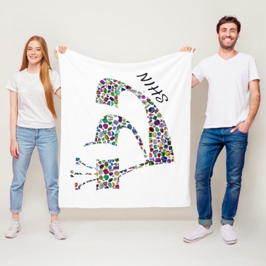 Letter Shin made with Gemstones in All Colors Fleecedecke (Beispiel)