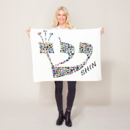 Letter Shin made with Gemstones in All Colors Fleecedecke