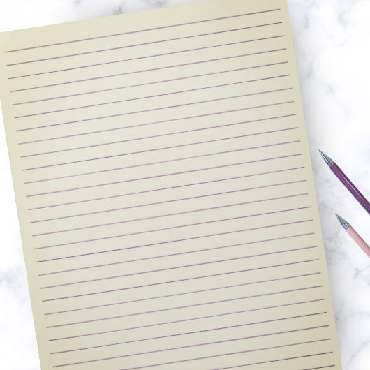 Letter Size 8.5"x11" Lila Ruled Wide Lined Beige Notizblock