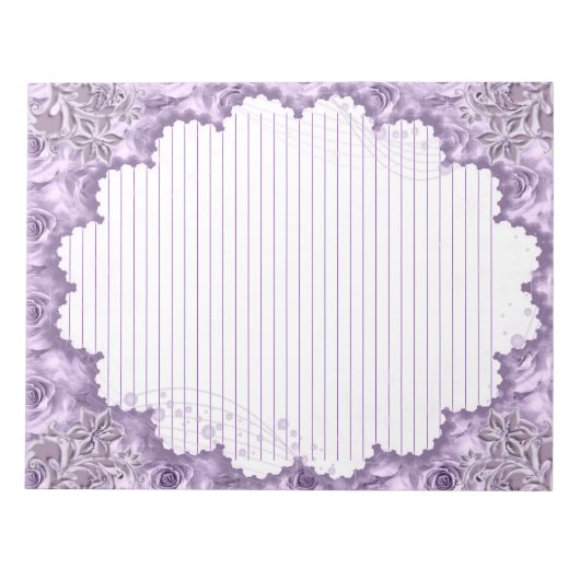Letter Size 8,5" x 11" Lila, geblümtes Papier Notizblock (Vorderseite)