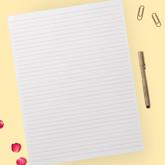 Letter Size 8,5" x 11" Uni rosa Linien Notizblock