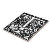 Letter T art nouveau black and white Tile Fliese (Seite)