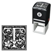 Letter T art nouveau black and white Tile Permastempel (Beispiel)