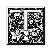Letter T art nouveau black and white Tile Permastempel (Design)