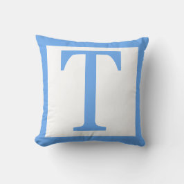 Letter T Baby Blue Border Kissen