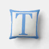 Letter T Baby Blue Border Kissen (Rückseite)