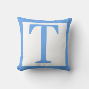 Letter T Baby Blue Border Kissen