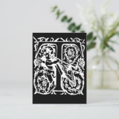 Letter T Black and White Monogram Cards Postkarte (Stehend Vorderseite)