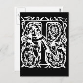 Letter T Black and White Monogram Cards Postkarte (Vorne/Hinten)