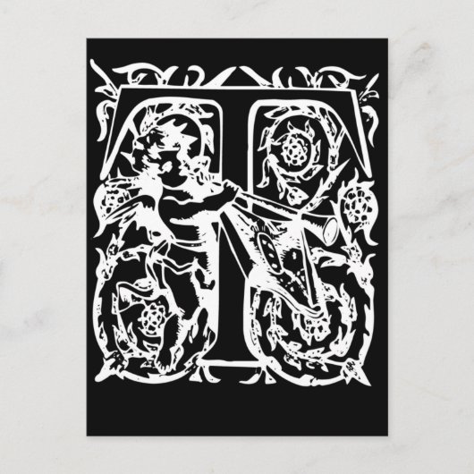 Letter T Black and White Monogram Cards Postkarte (Vorderseite)