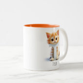 Letter T Cat Alphabet Monogram Coffee Tasse (VorderseiteRechts)