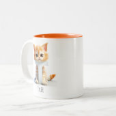 Letter T Cat Alphabet Monogram Coffee Tasse (Vorderseite Links)