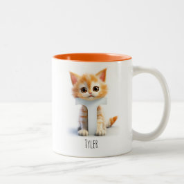 Letter T Cat Alphabet Monogram Coffee Tasse